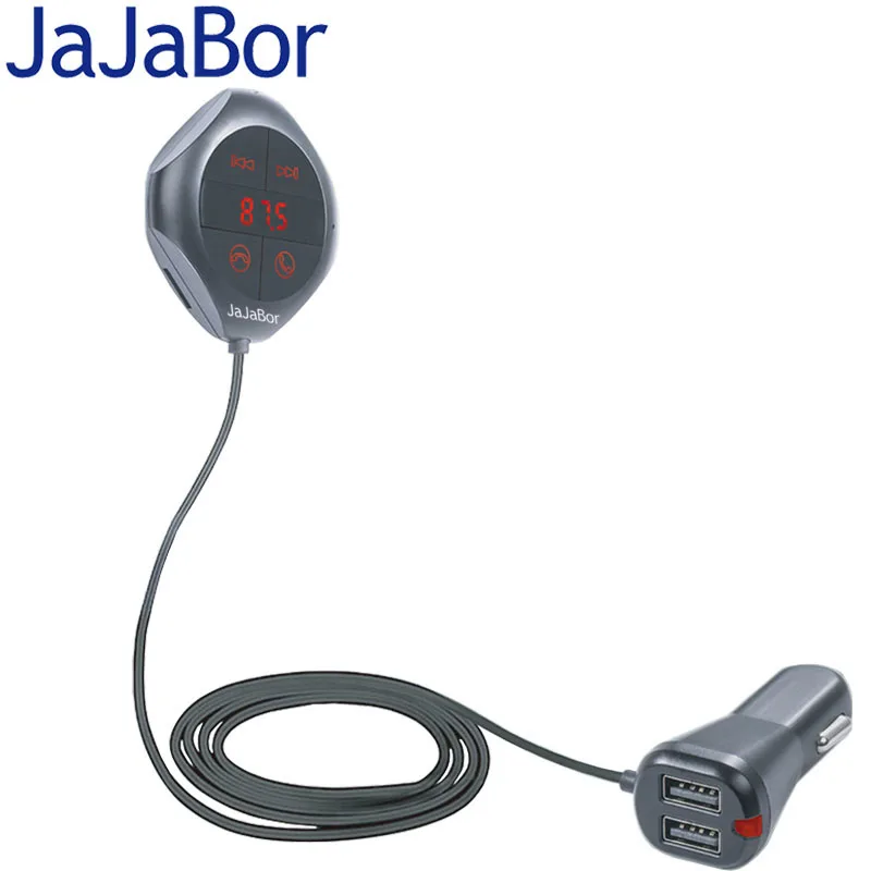 

JaJaBor Bluetooth Hands-Free Car Kit FM Transmitter Audio Music MP3/WMA Player Voltage Display 5V 2.5A Dual USB Car Charger