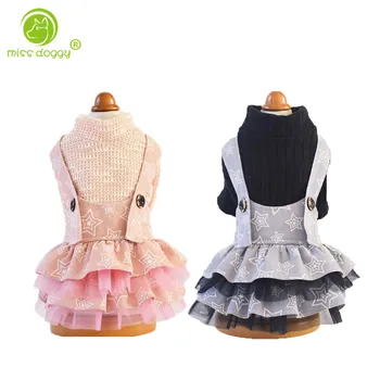 

Classic Simple Solid Color Pet Dog Dress Lovely Star Printed Clothes for Small Dogs Knitting Comfortable Puppy Tutu Skirt 10A