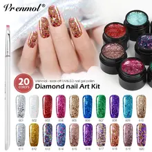 Vrenmol Блестящий лак для ногтей, Блестящий мерцающий наконечник для ногтей, кристальная резинка, желе, полигель, Алмазный Набор для дизайна ногтей