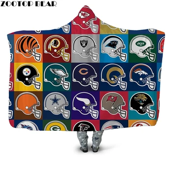 

Magic Helmet 3D Printed Plush Hooded Blanket for Adults Children Warm Wearable Fleece Throw Blanket Home Office Washable Cloak
