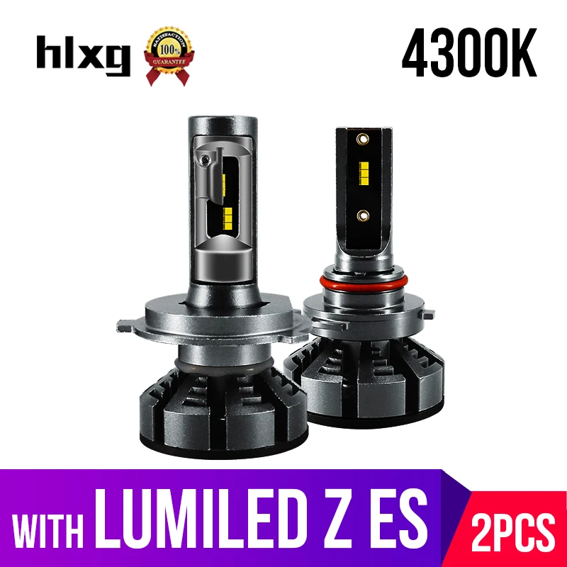 HLXG 4300K 12V H7 светодиодный H4 с Lumi s Luxeon ZES чипы Автомобильные фары Лампа H1 H11 H8 HB3 9005 HB4