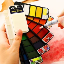 Сан-18/25/33/42; однотонные сапоги до середины голени Краски набор акварель с кисточек для рисования количество Ручка Складная Дорожная акварельные краски комплект превосходное акварель падение