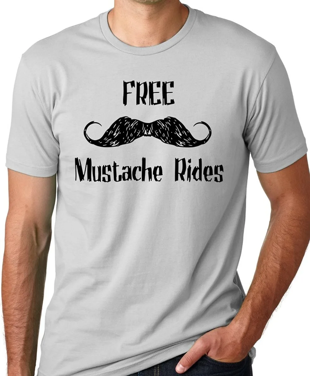 

2018 New Fashion Brand Clothing Design Tee Shirt Free Mustache Rides Funny T-Shirt Printed T Shirts Men's Streetwear