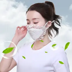 Летние маска от солнца женский открытый противопылевые маски тонкий срез и туман предотвращения моды прилив богиня кружева натуральная