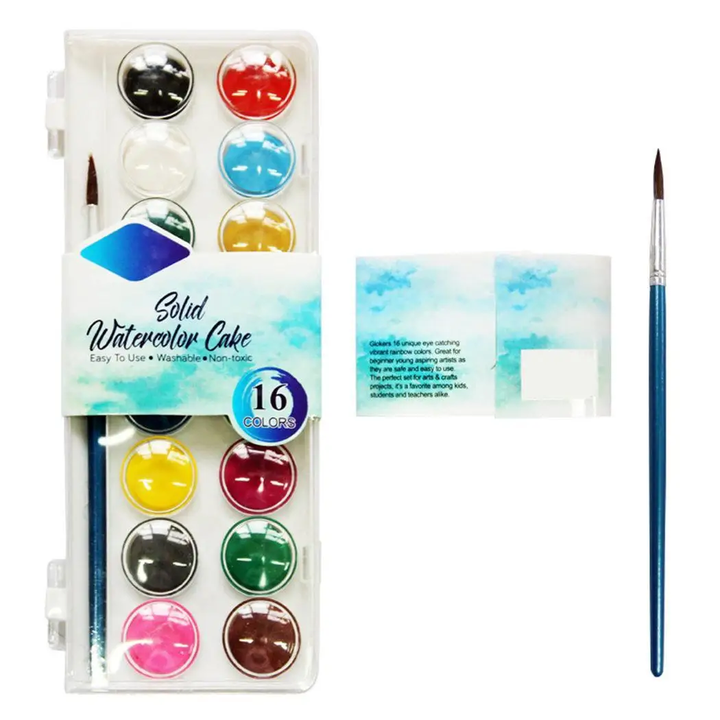 

16 Colors Portable Solid Watercolor Powder 2.2cm/0.9inch Kids of Painting Pigment Art As picture Set Plastic