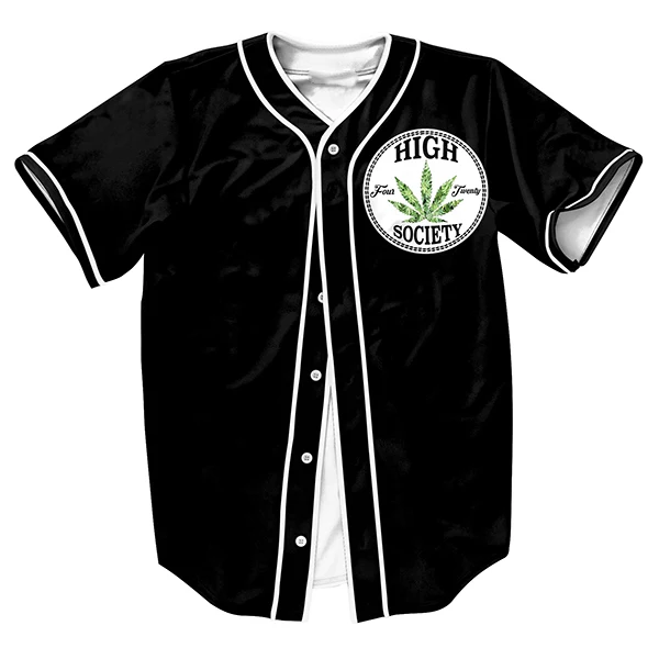 Mens Black 3D Shirts Casual With Button Overshirt High Society Jersey Streetwear Baseball Jersey Hip Hop