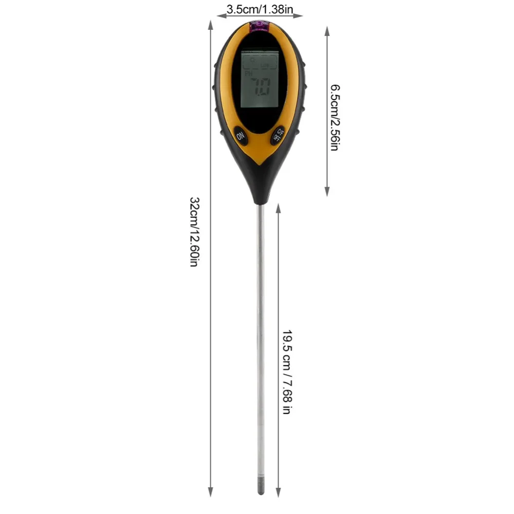 4 In 1 LCD Moisture Temperature Sunlight PH Tester Meter Garden Soil Plastic