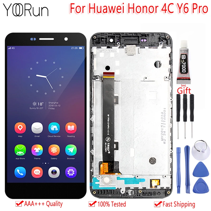 

5.0'' For Huawei Honor 4C Pro Y6 Pro TIT-U02 TIT-AL00 TIT-L01 LCD DIsplay Touch Screen Digitizer Assembly With Frame Replacement