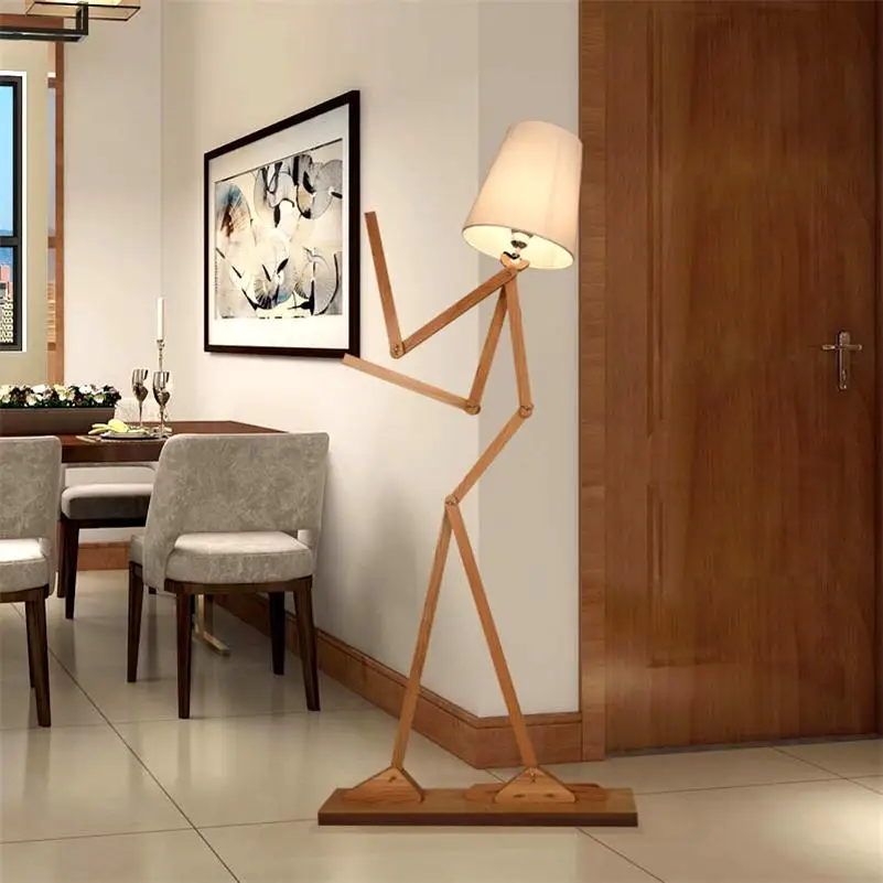 Leselampe Wohnzimmer | Nordic Kreative Holzboden Lampen E27 Log Stoff Stehen Licht Leselampe Wohnzimmer | Nordic Kreative Holzboden Lampen E27 Log Stoff Stehen Licht