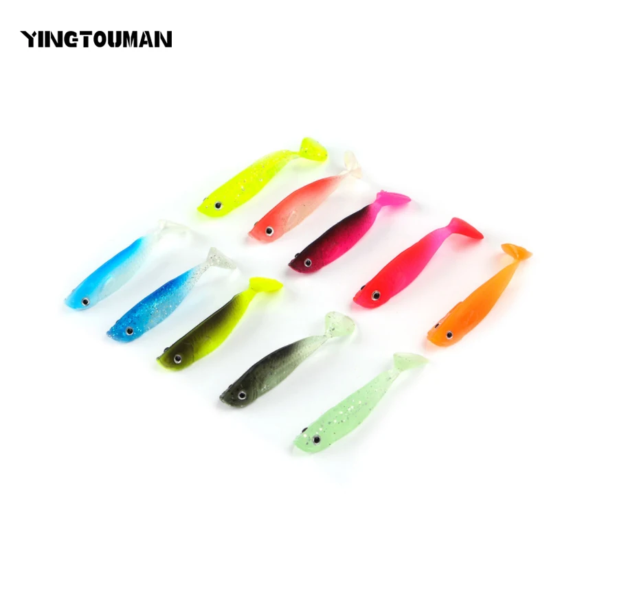  YINGTOUMAN 2 SET(8PCS)/LOT 5.5 cm Fishing Lure Soft T Tail Fishing Lure Sea Fishing Squids Kill Swi