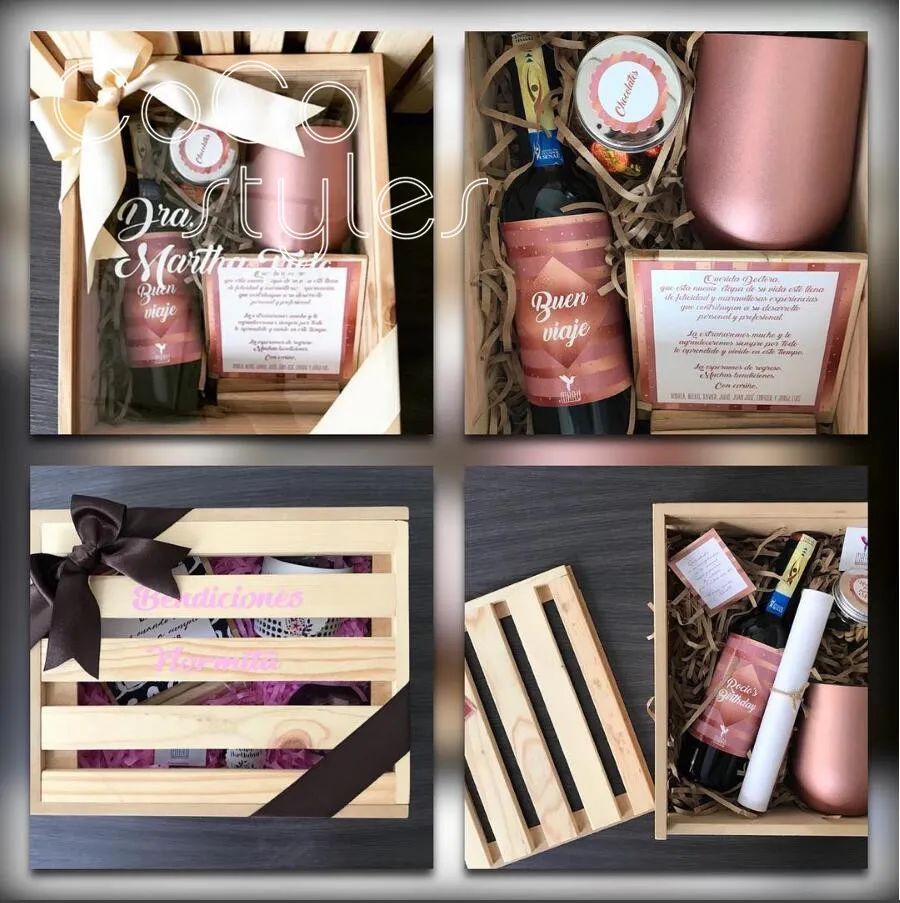 

Cocostyles custom garden wooden case with ribbon for wedding party event welcome gift box and thank you gift box