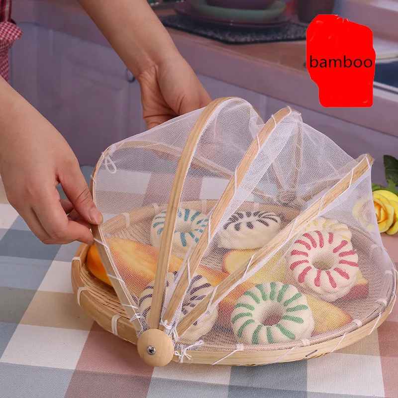 Ручная работа бамбуковая тканая насекомая кухонная корзинка для хранения поднос