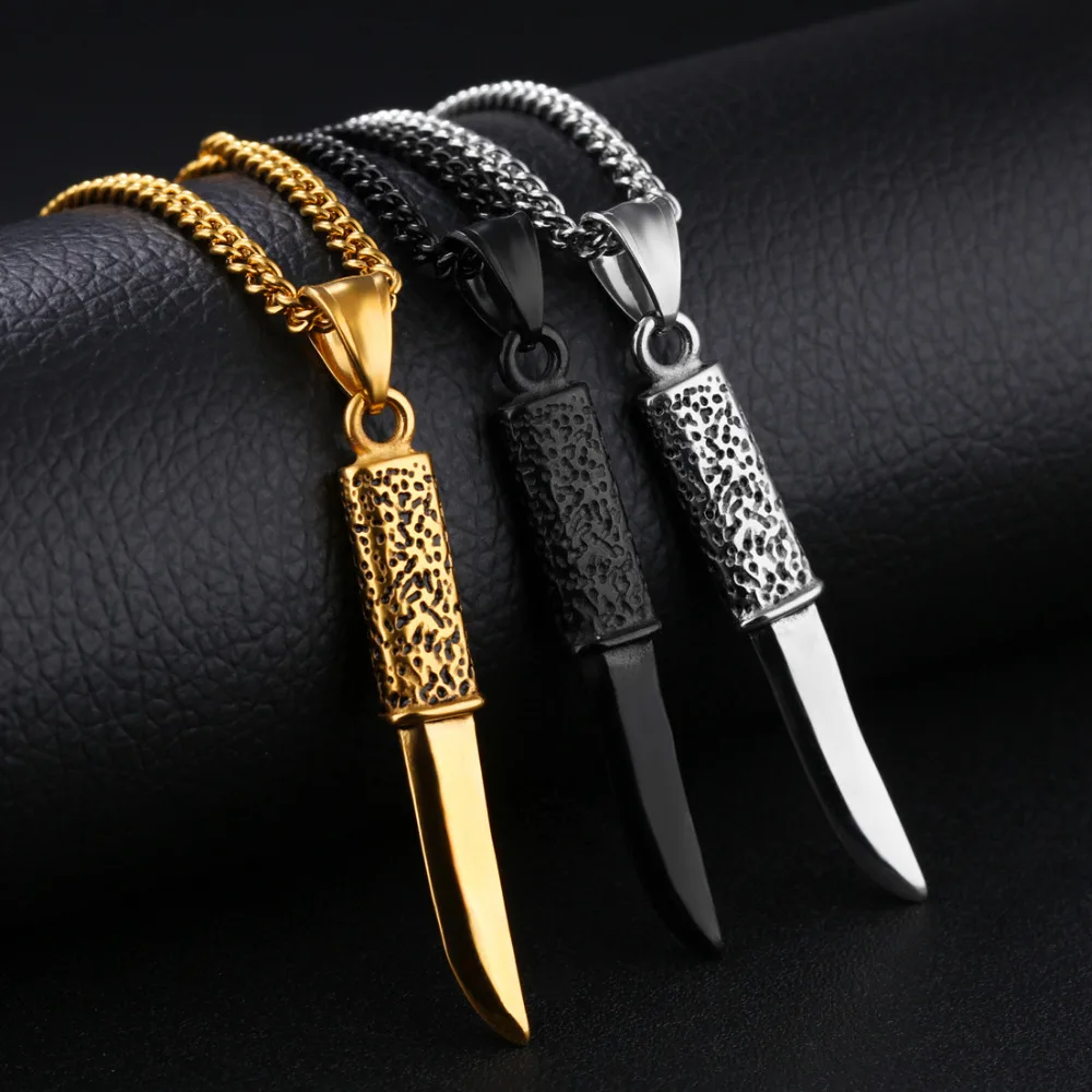Brand New Cool Mens Jewelry Silver/Gold/Black Stainless Steel Dagger