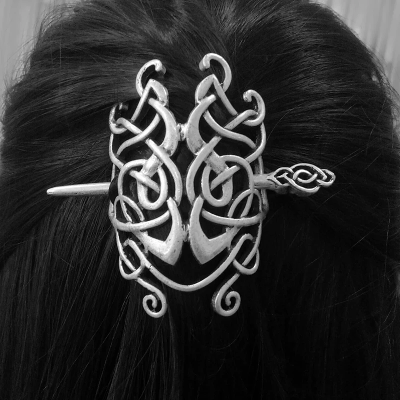 

HANCHANG Women Fashion Jewelry Celtics Knot Crown Hairpins Vintage Viking Runes Hairpin Hair Clips Stick Slide Party Accessories