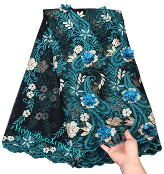 

Latest Style French 3D applique Laces Fabric High Quality beaded African Laces Fabric Wedding African French Tulle Lace VC011