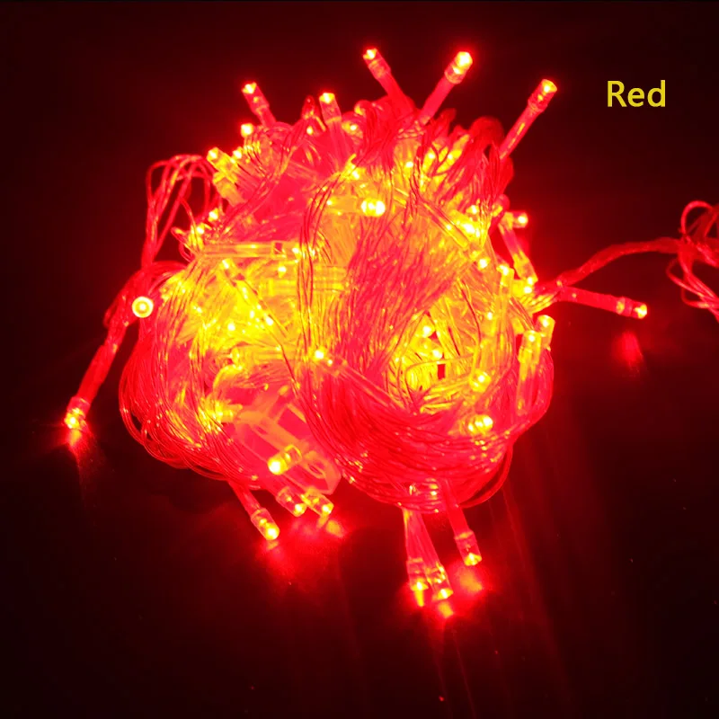 10 м 100 светодиодная гирлянда, Рождественская елка, сказочный светильник Luce, водонепроницаемый, для дома, сада, вечерние, уличные, праздничные украшения - Испускаемый цвет: Красный