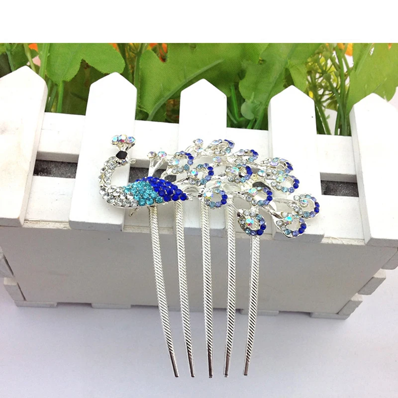 

1pc Fashion Rhinestone Gem Peacock Barrette Hairpin Hair Clip Wedding Bridal Hair Combs Crafts Jewelry Accessories DIY For Women