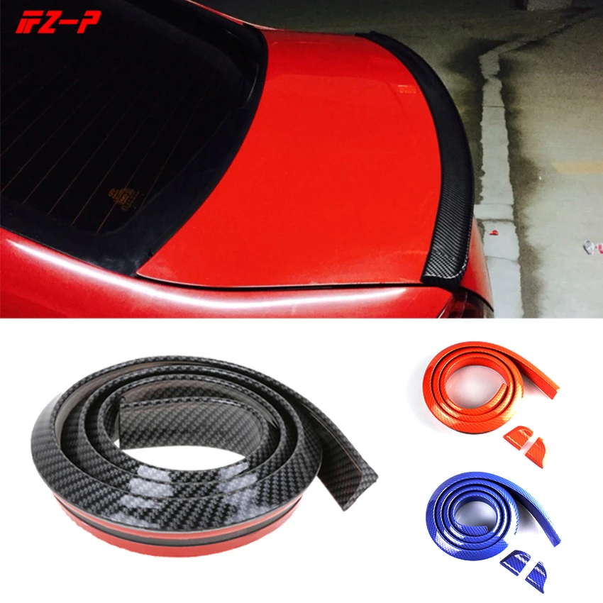 

Car Styling Spoiler Universal for Rear Trunk wing Carbon Filber Soft Rubber Fits for Most Car 1.5 Meters Red Blue Black