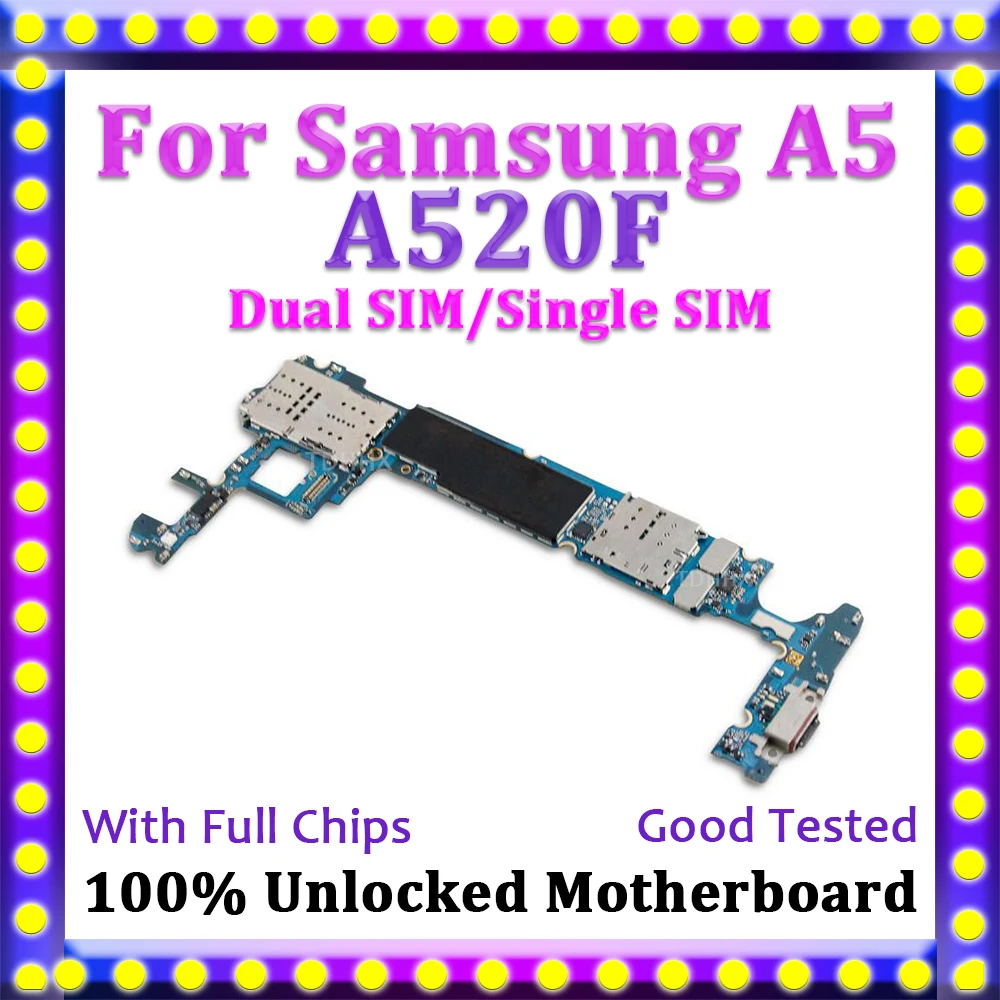 

100% Unlocked High Quality Mainboard Logic Board dual sim/single sim For Samsung Galaxy A5 A520F Motherboard With Full Chips