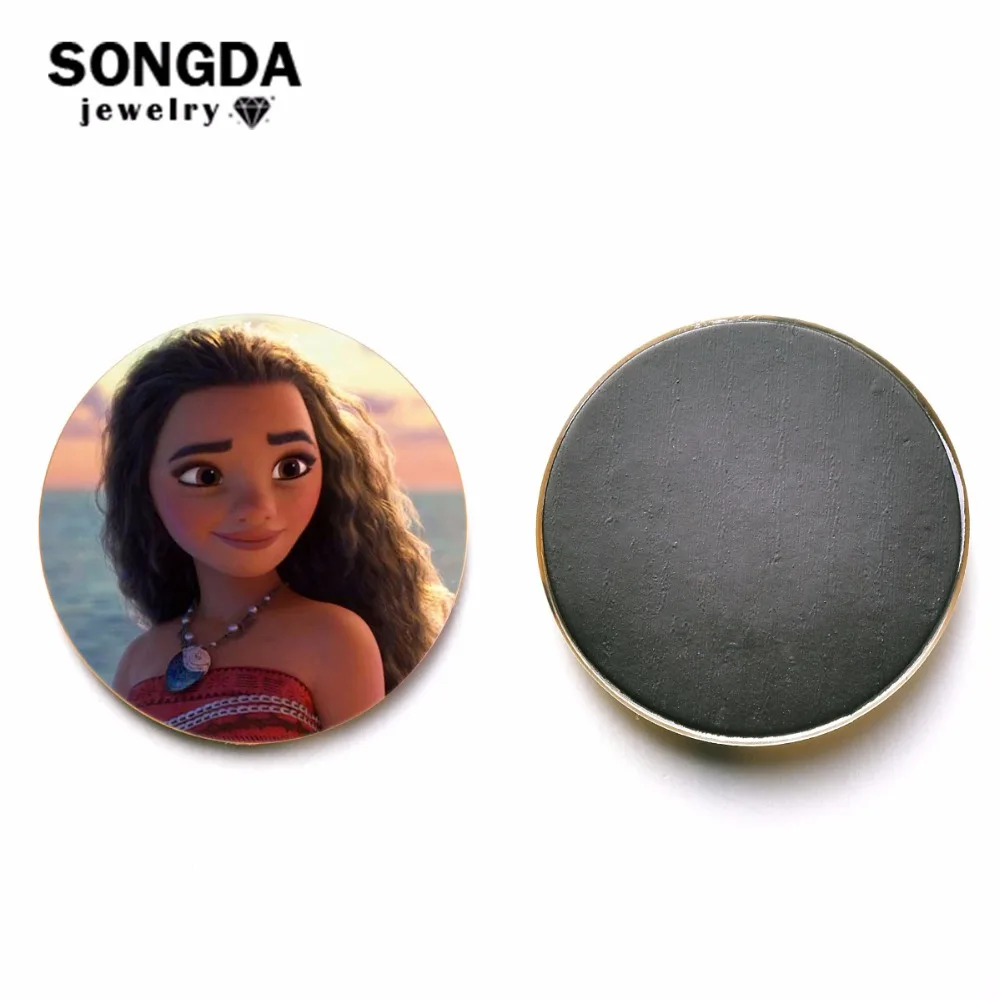 

SONGDA Princess Moana Magnet Button Cartoon Movie 3D Pinted Glass Cabochon Fridge Message Information Sticker for Baby Kids Gift