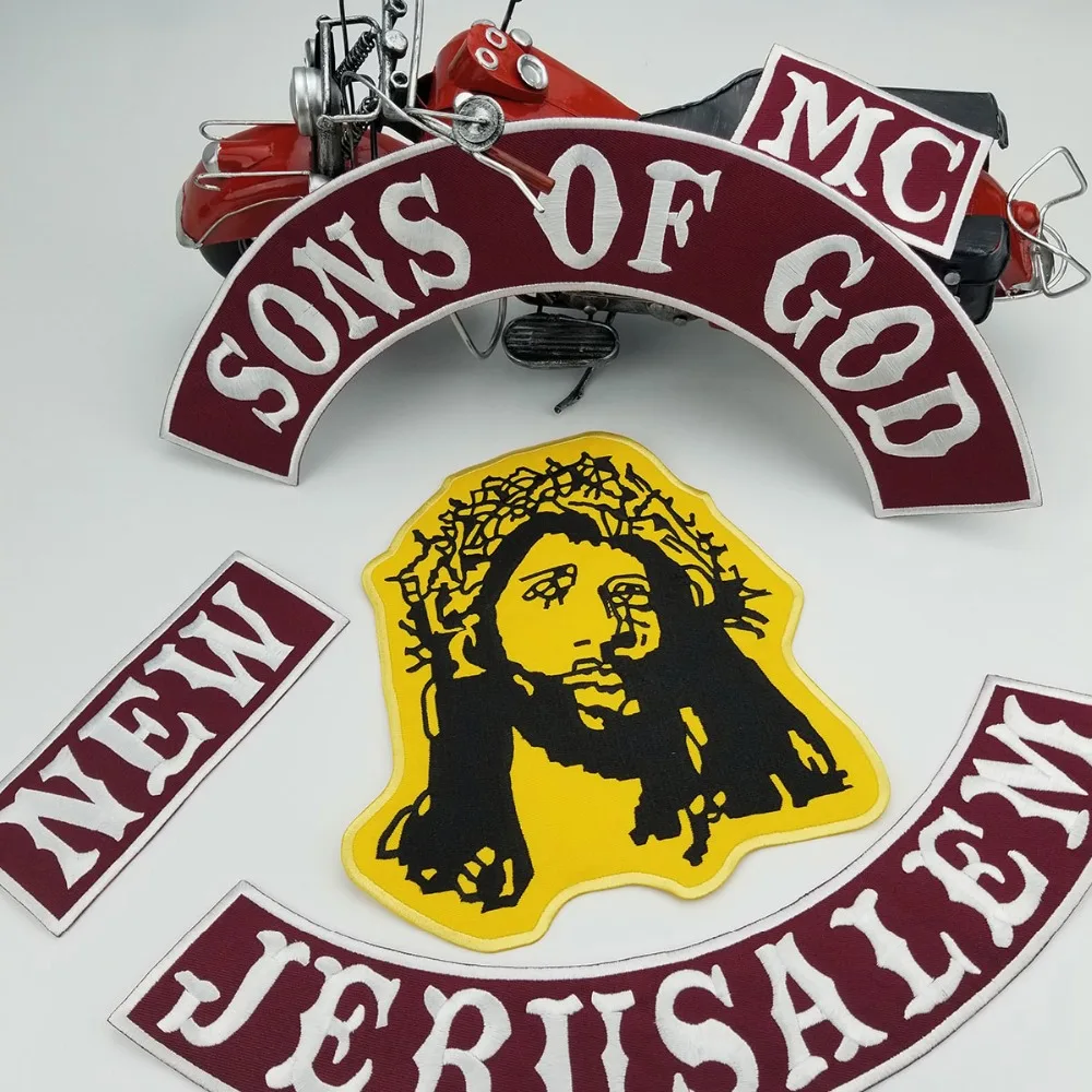 Sons of God Jerusalem New MC Motorcycle Biker Embroidered Iron On Back of Jacket Patch DIY Eco-Friendly Free Shipping(3)