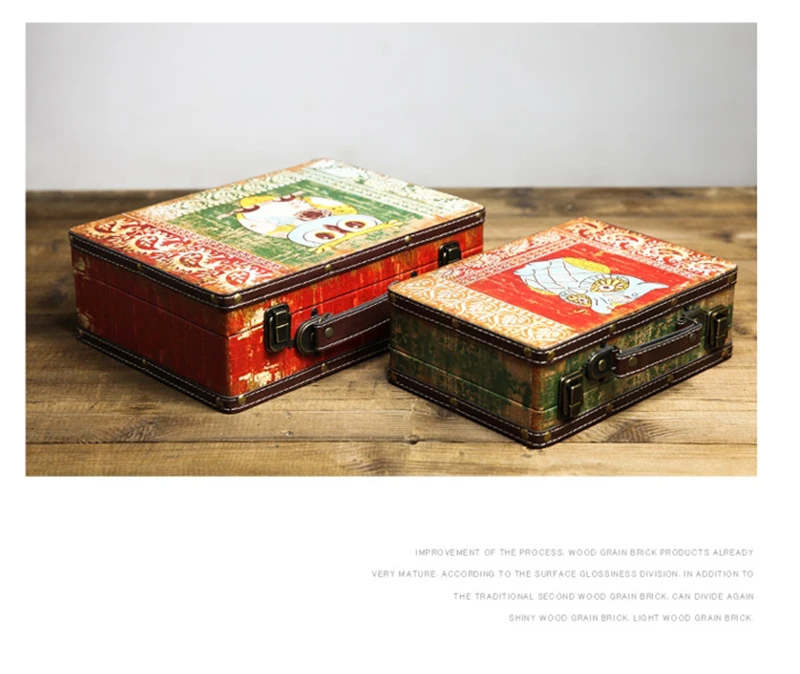 Европейский Креативный набор из двух прямоугольных коробок для хранения совы, Ретро деревянный сундук с сокровищами, Антикварные коробки, упаковочная коробка, украшения, подарки
