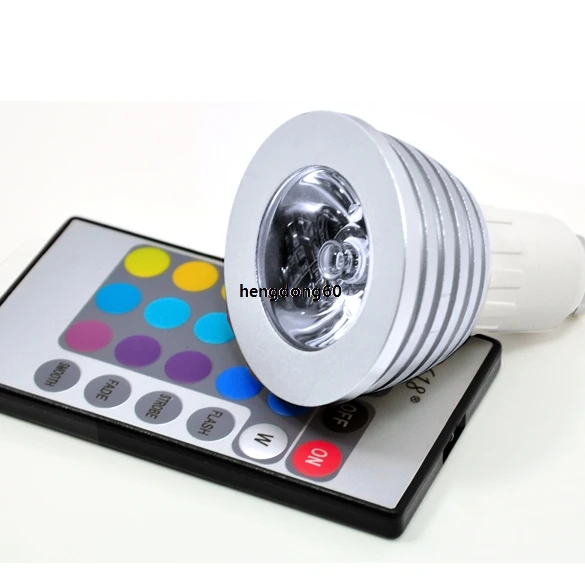 Hot Sell 3W GU10 Remote Control LED Bulb Light 85V 265V 16 colors