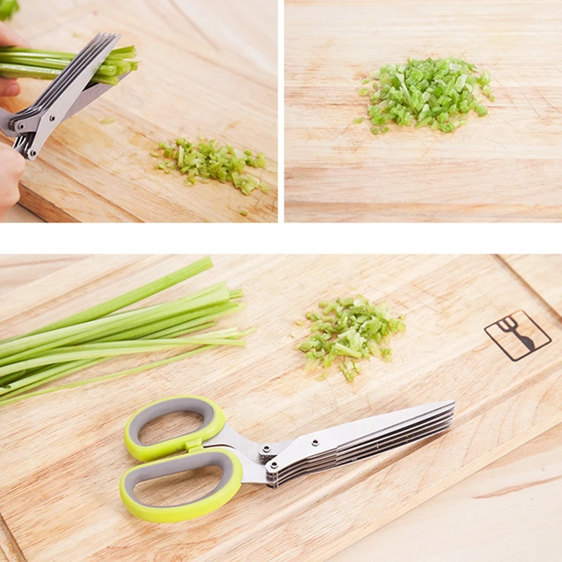 19cm Minced 5 Layers Basil Rosemary Scallion Cutter Kitchen Spices Chopped Laver Scissor Shredded Tool Cook Cooking | Дом и сад
