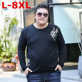 

plus size 8XL 6XL 5XL 4XL autumn T-shirt men brand clothing simple comfortable T shirt male top quality stretch Tshirt big size