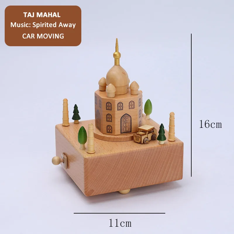 Новая деревянная музыкальная шкатулка поворотный колесо обозрения движущаяся поезд музыкальная шкатулка игрушка для детей друзей День рождения Рождественский подарок украшение дома - Цвет: Taj Mahal