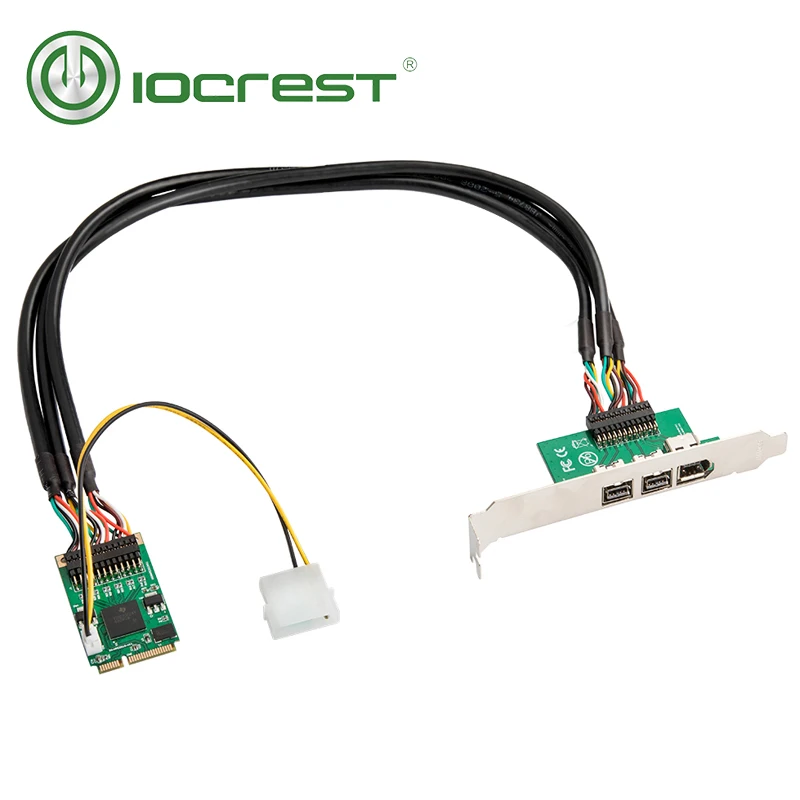 IOCREST Mini PCI Express 1 порт Firewire 1394A и 2 порта s 1394B карта Pcie 1394 3 Texas Instruments xio2213b mini