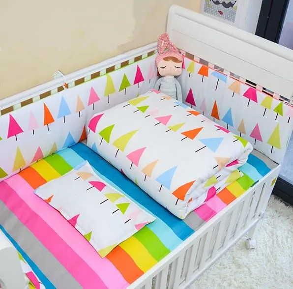 

5Pcs/sets Baby Bumper Set Bed Around Cotton Printed Baby Bedding Set Soft ComfortaCrib Comfort Baby Cot Sheet Child Bedding Set