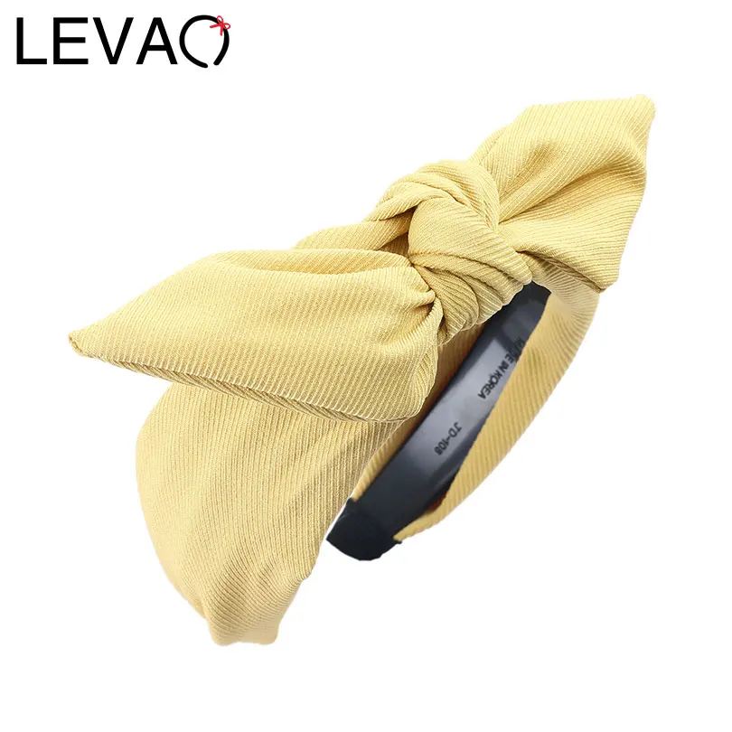 LEVAO, новинка, однотонный цвет, хлопок, для женщин, тюрбан, лента для волос, корейский ободок, завязанный, аксессуары для волос, головной убор для женщин, аксессуары для волос - Цвет: A-yellow