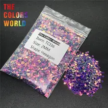 TCI36 Радужный перламутровый фиолетовый цвет с золотым светильник в форме шестиугольника Блеск для ногтей Дизайн ногтей Блеск для тела украшение чашки