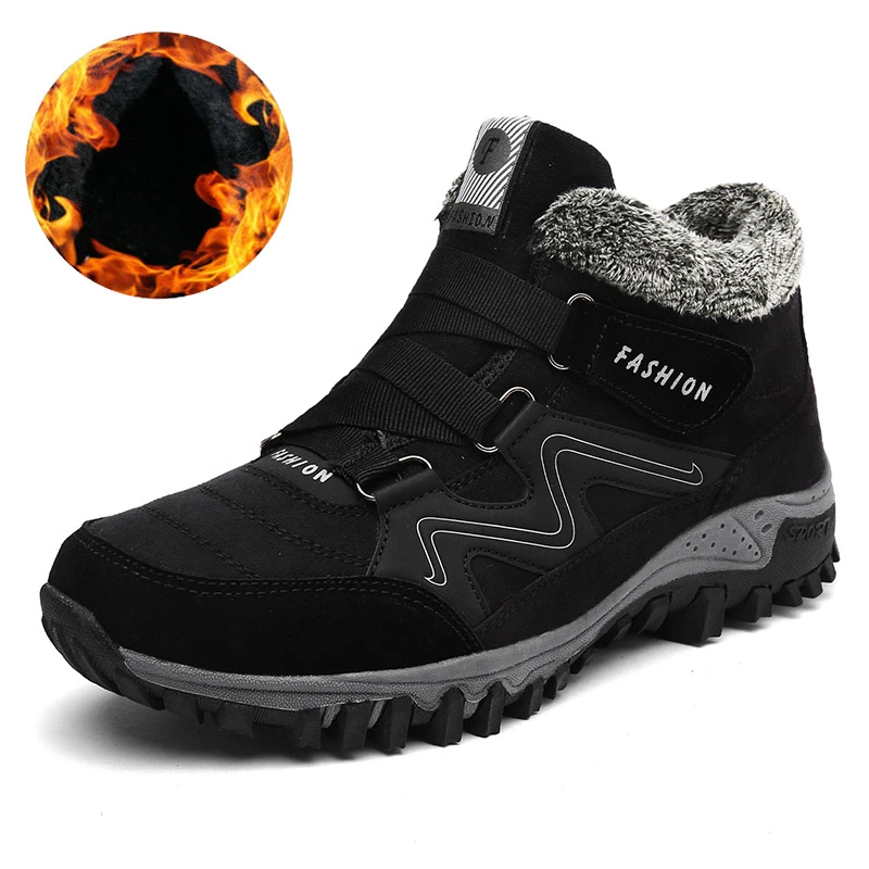 

Men Winter Boots With Fur 2019 Warm Snow Boots Casual Men Shoes Men Winter Boots women Footwear Fashion Rubber Ankle Shoes Work
