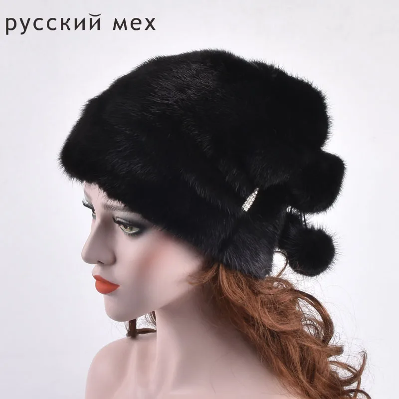 Новые женские шапки из натурального меха норки цельного лучшие рождественские