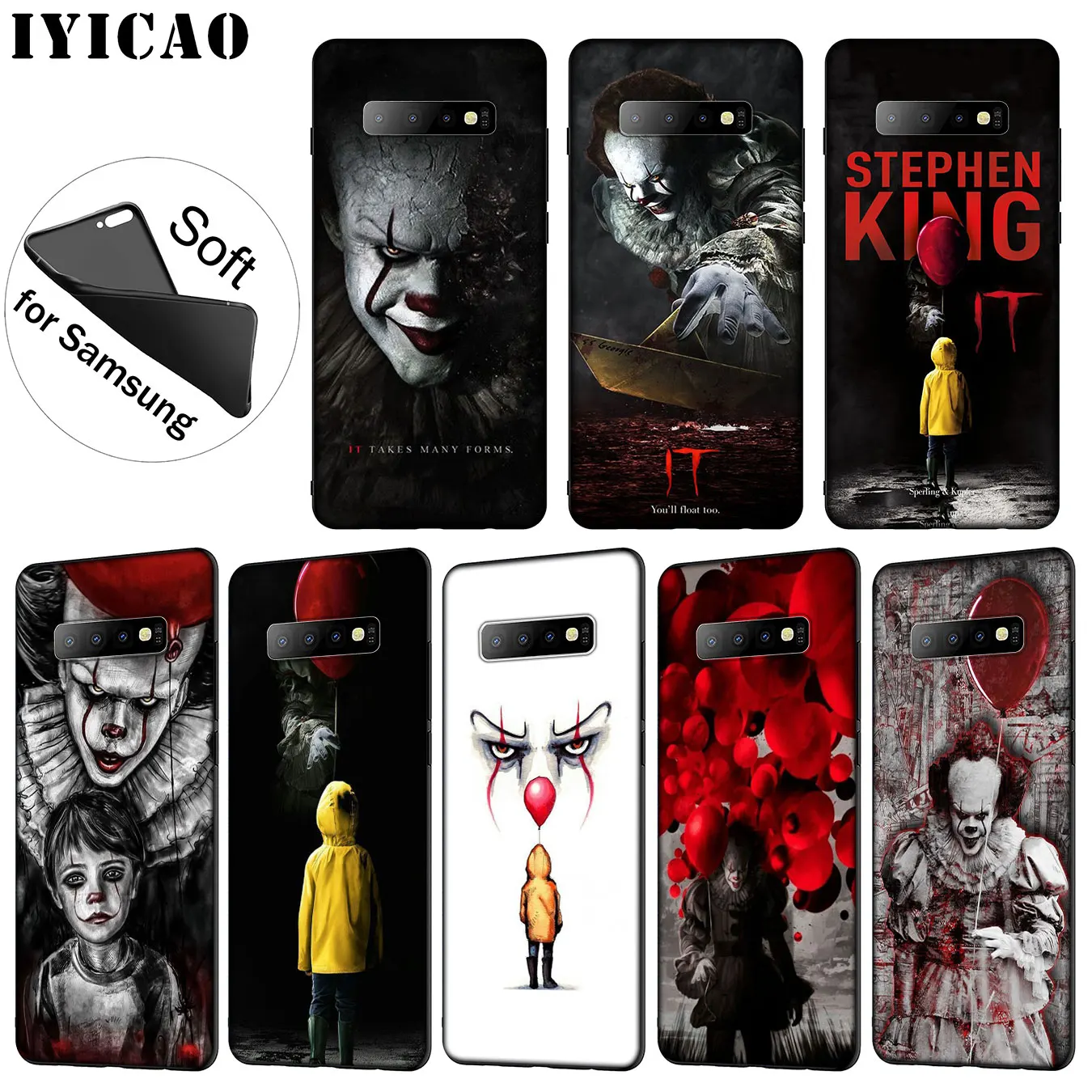 

IYICAO Stephen King's King is It Soft Silicone Phone Case for Samsung Galaxy S10 S9 S8 Plus S6 S7 Edge S10e E TPU Black Cover