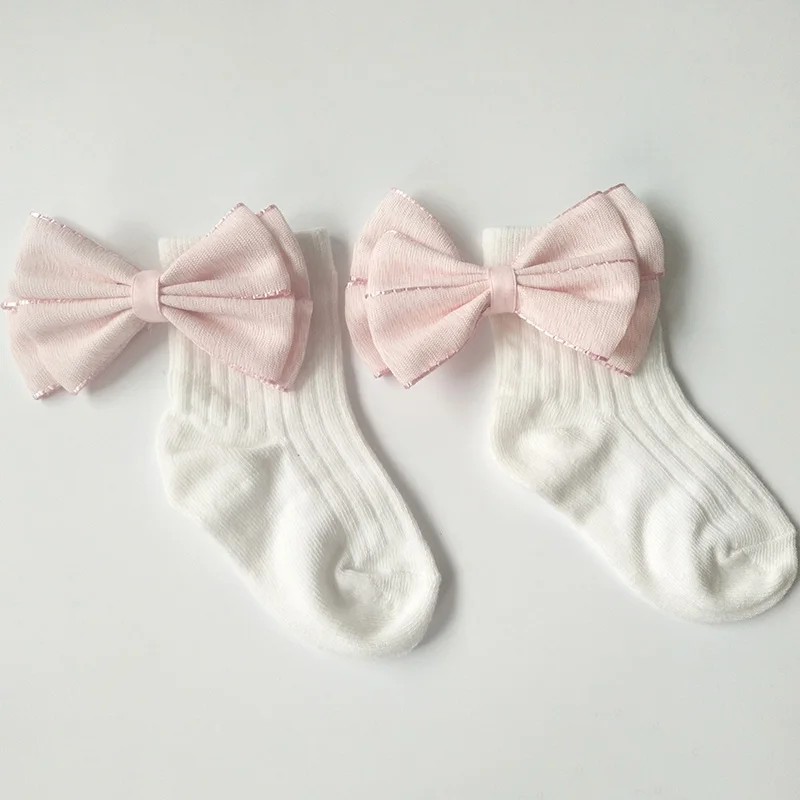 Милые носки для маленьких девочек с бантиками; хлопковые носки до щиколотки для малышей; детские носки принцессы для девочек; детские носки