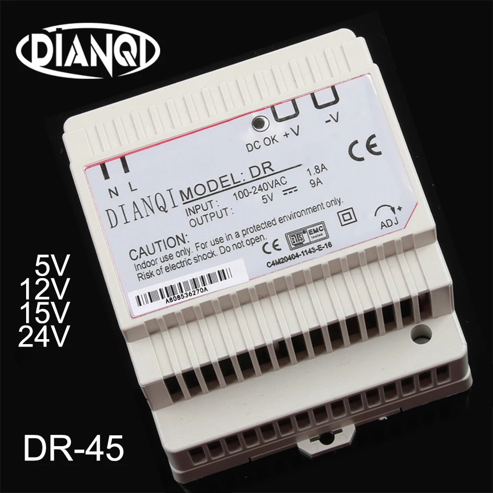 DIANQI din рейка с одним выходом импульсный источник питания DR 45w 5В 12В 15В 24В