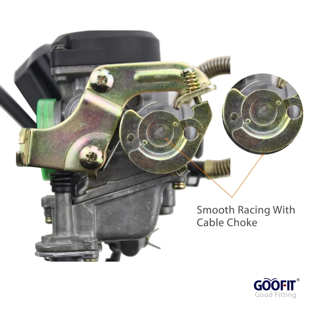 GOOFIT PD18J карбюратор 18 мм carb с ускорением насос для GY6 50cc Мопед ATV Go Kart N090-016