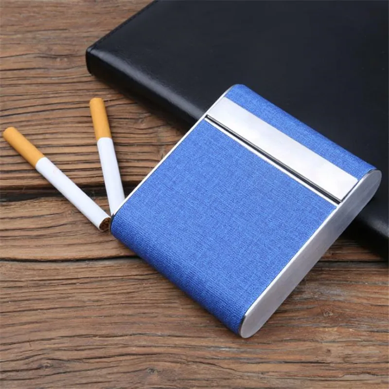 

New 2018 Brand Blue Cloth Holds 20 Pcs Cigarette Case Smoking Accessories Metal Cigarette Box Cigarette Holder Tobacco Box