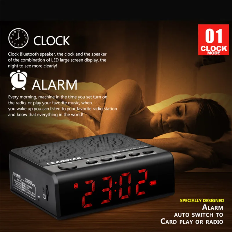 Bluetooth Desktop Speaker Clock Replaceable 18650battery