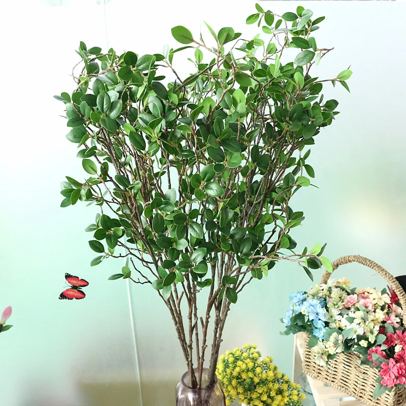 Flone DIY Fresh Artificial Real Touch Branches With Green Leaves Simulation Plants Home Office Bedroom Decoration Wedding Decor (2)