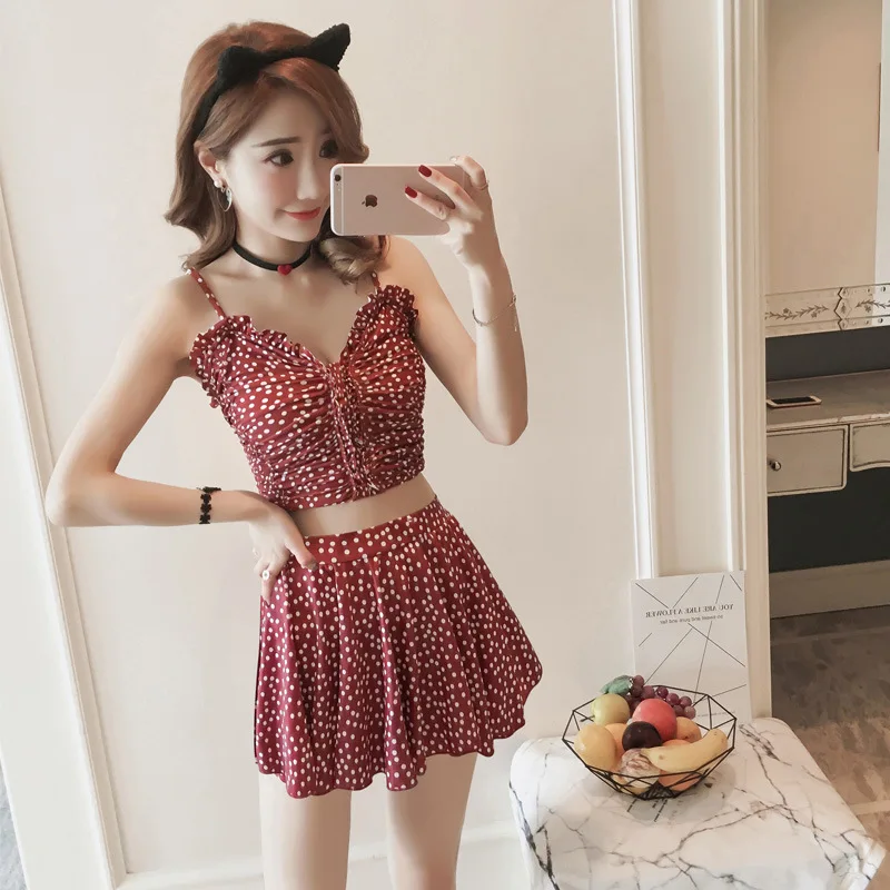 

2019 New Women Two Pieces Bikinis Tankinis Sets Skirt Bathing Suit Swimwear Summer Printed Sexy Swimsuit Swimming Beachwear Suit