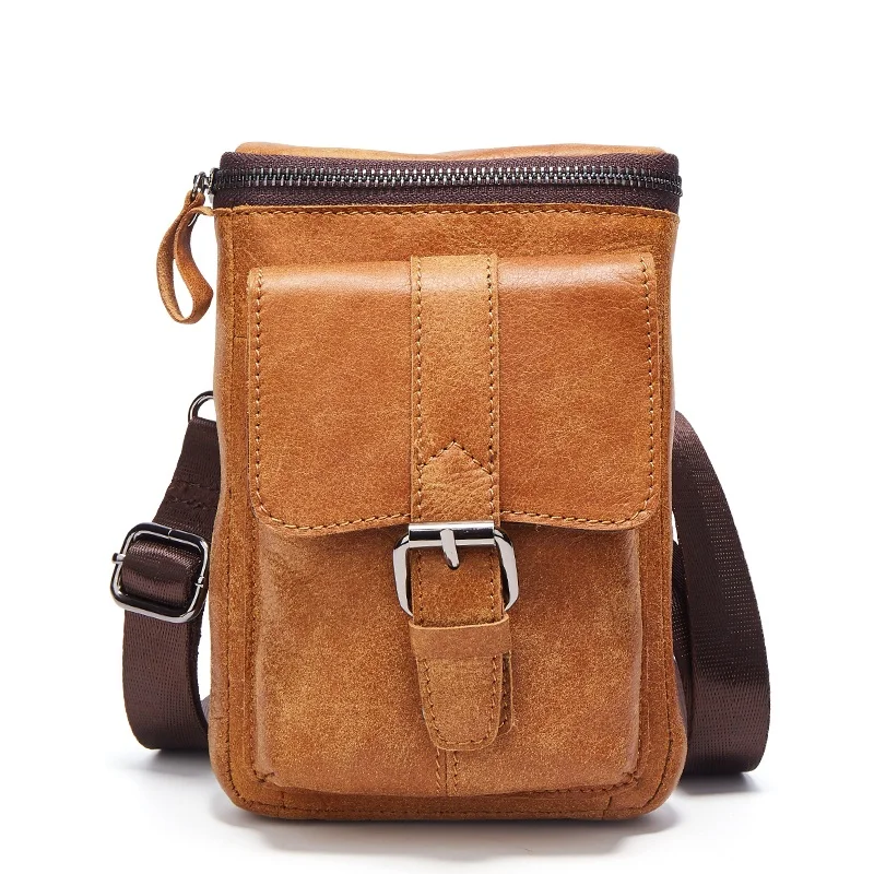 2017 New Genuine Leather men small bag multifunction man mini shoulder