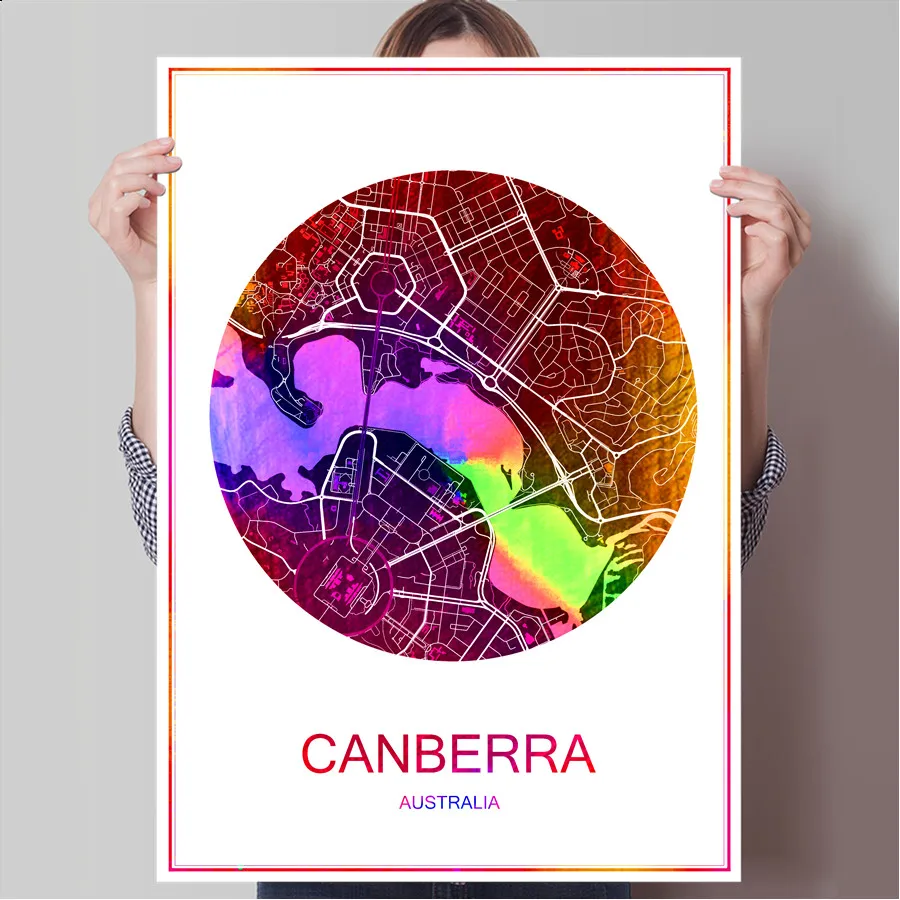 Buy World Famous City Map CANBERRA Australia Print