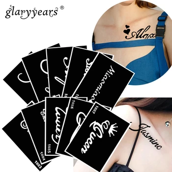 

glaryyears 10 Pieces/Set Henna Tattoo Stencil English Words Pattern Paste Drawing Lady Body Art Sexy Product Waterproof HN#61