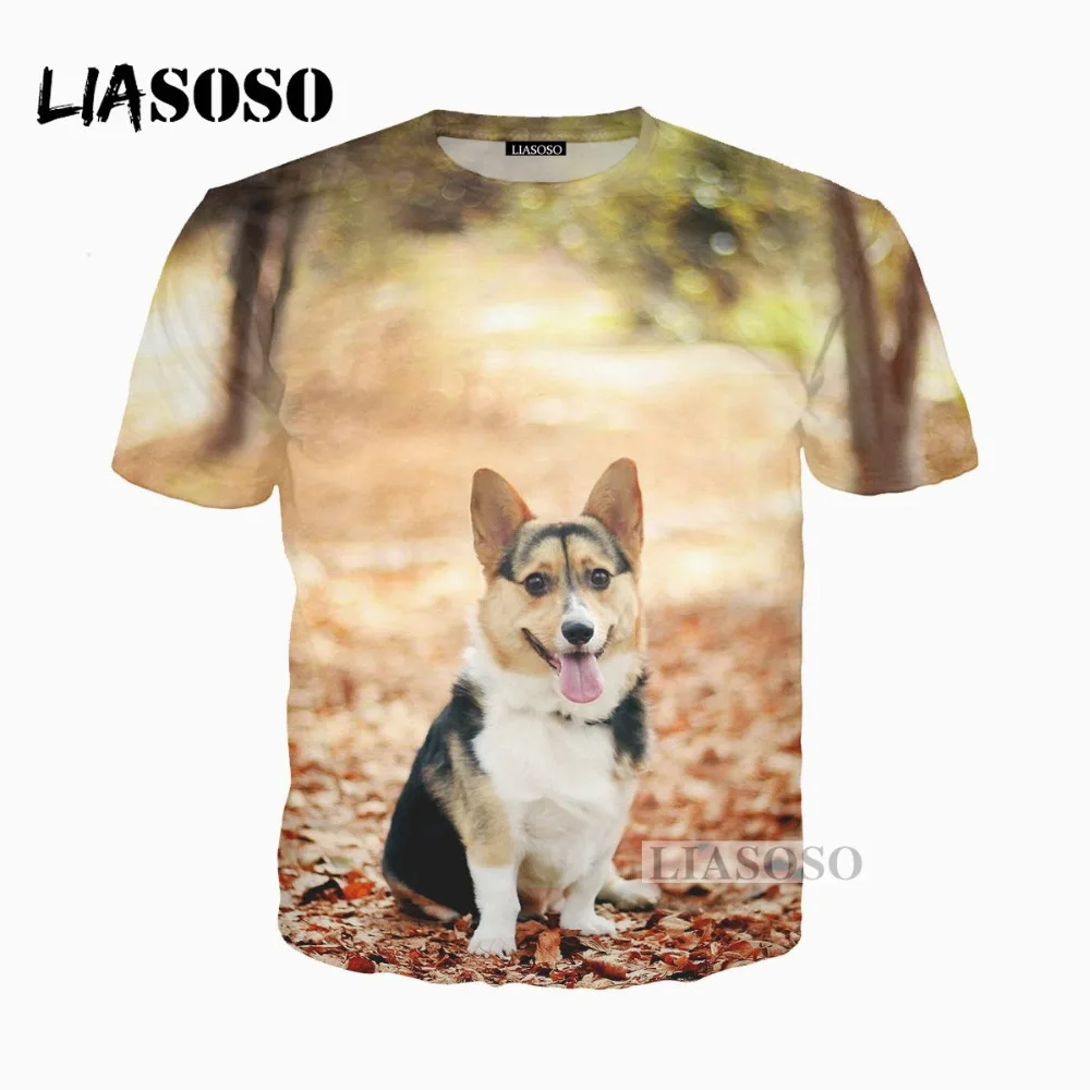 LIASOSO 3D принт Для женщин Для мужчин милый вельш корги пемброк собаки Детские щенок футболка Летняя футболка хип-хоп пуловер Короткие SleeveX0128