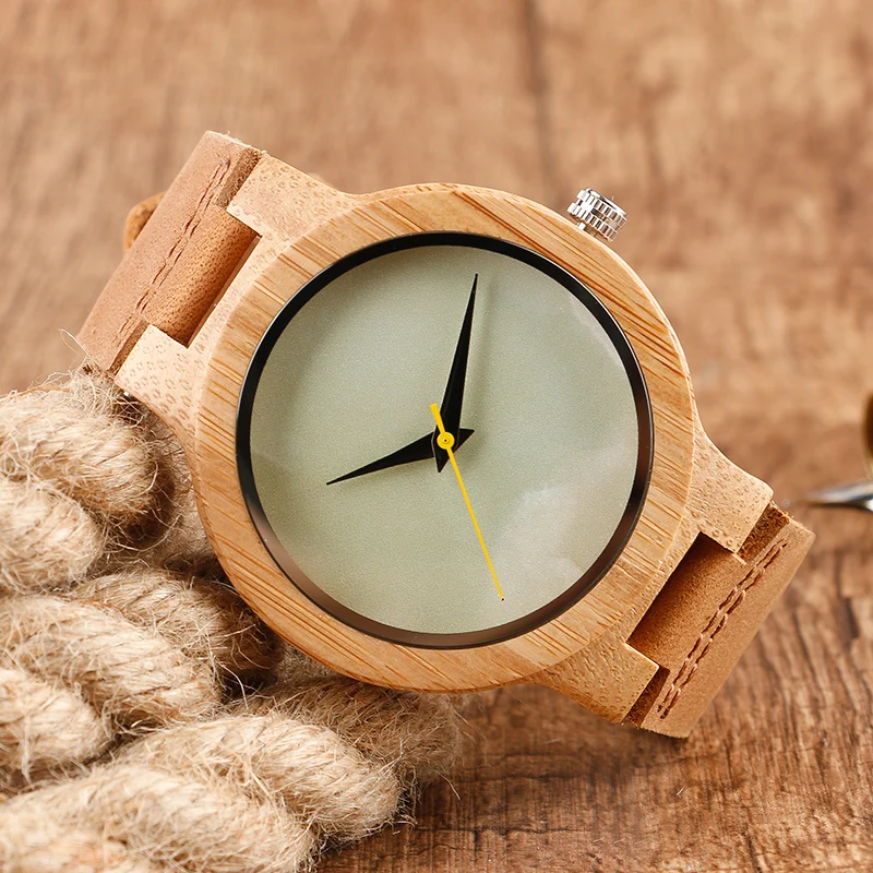 

Natural Marble Pattern Face Wood Watch Minimalist Analog Men Clock Genuine Leather Women Handmade Bamboo Wooden Wristwatch Gift