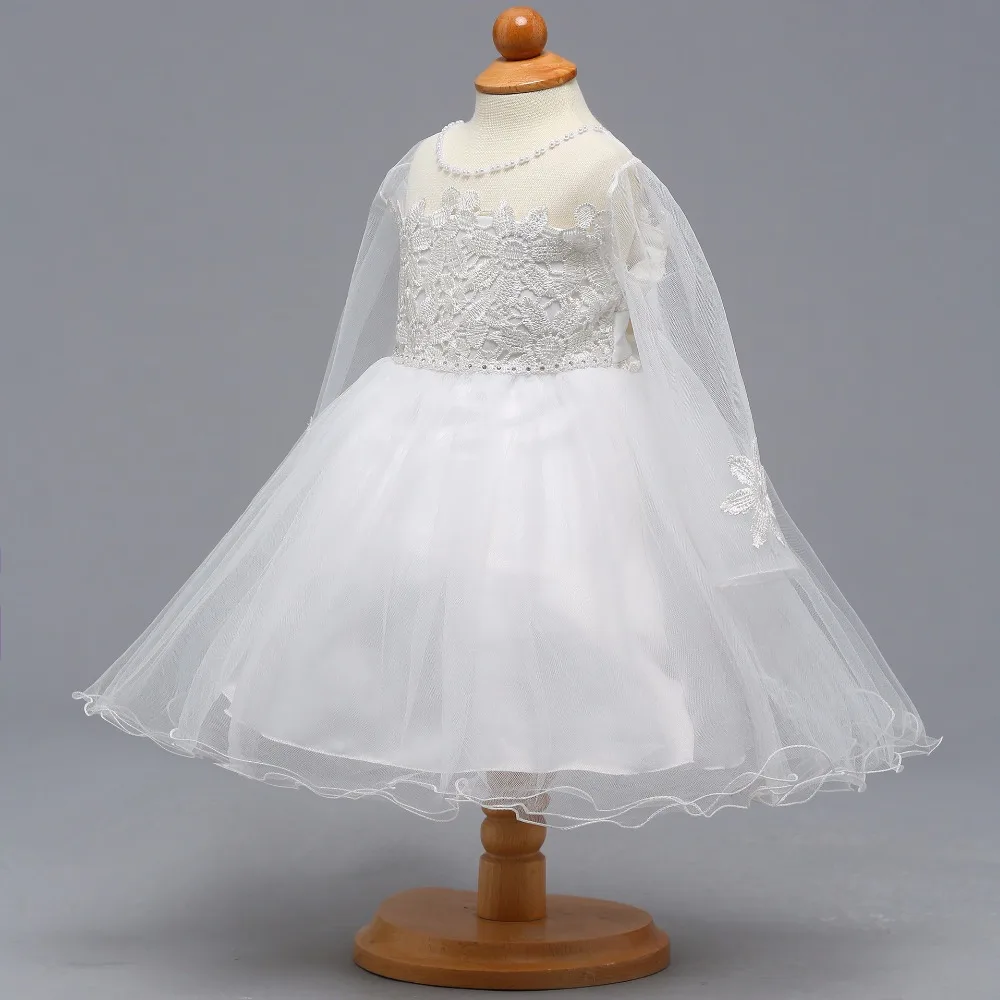 2019 кружевное шифоновое Boho Платье для девочек с цветочным узором для свадьбы одежда с длинным рукавом по колено для маленьких девочек